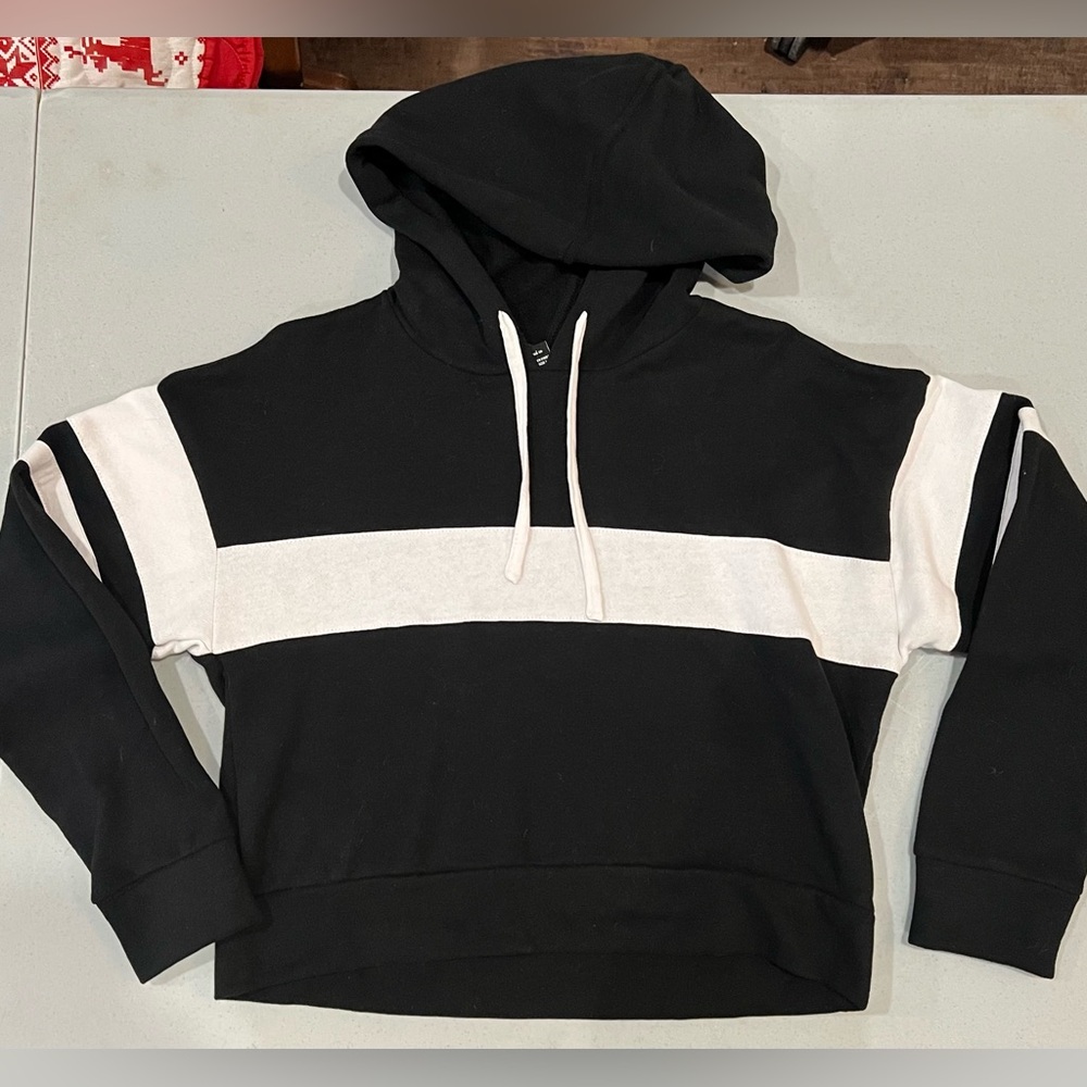 Black & White Cropped Hoodie